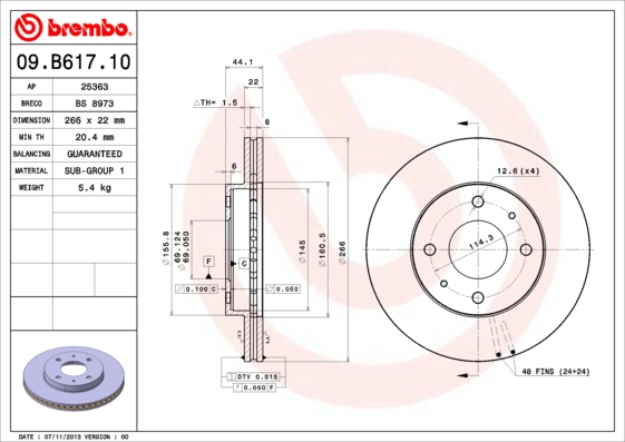 Brembo Remschijven 09.B617.10