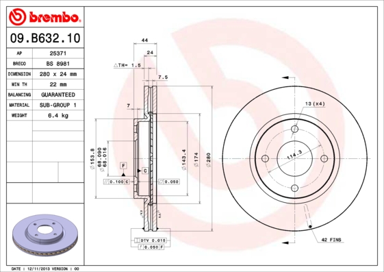 Brembo Remschijven 09.B632.10