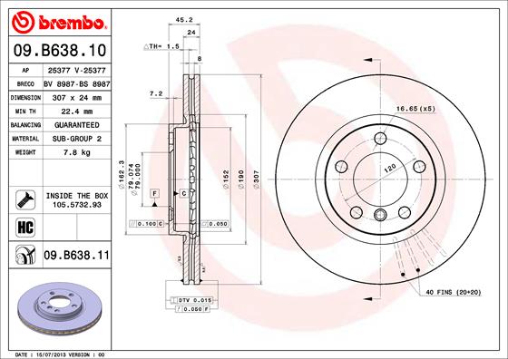 Remschijven Brembo 09.B638.11