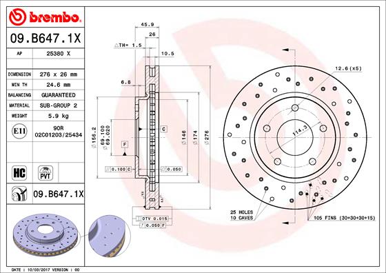 Remschijven Brembo 09.B647.1X