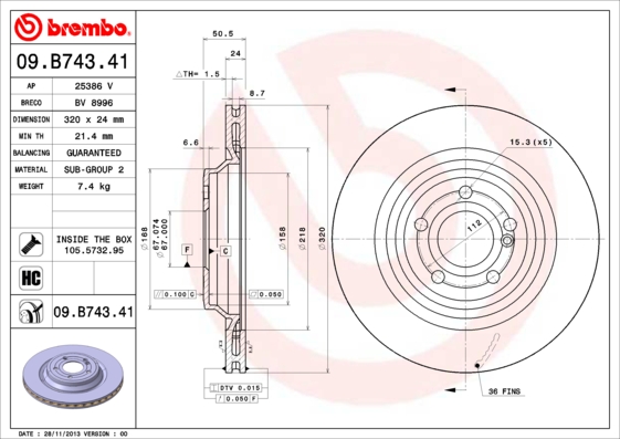 Brembo Remschijven 09.B743.41