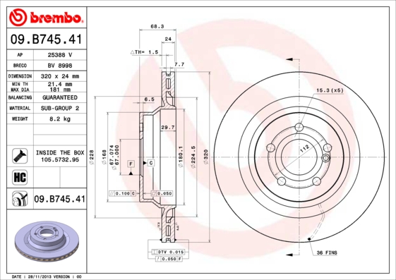 Brembo Remschijven 09.B745.41