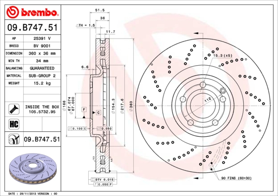 Brembo Remschijven 09.B747.51