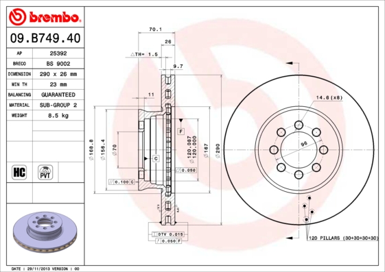 Brembo Remschijven 09.B749.40