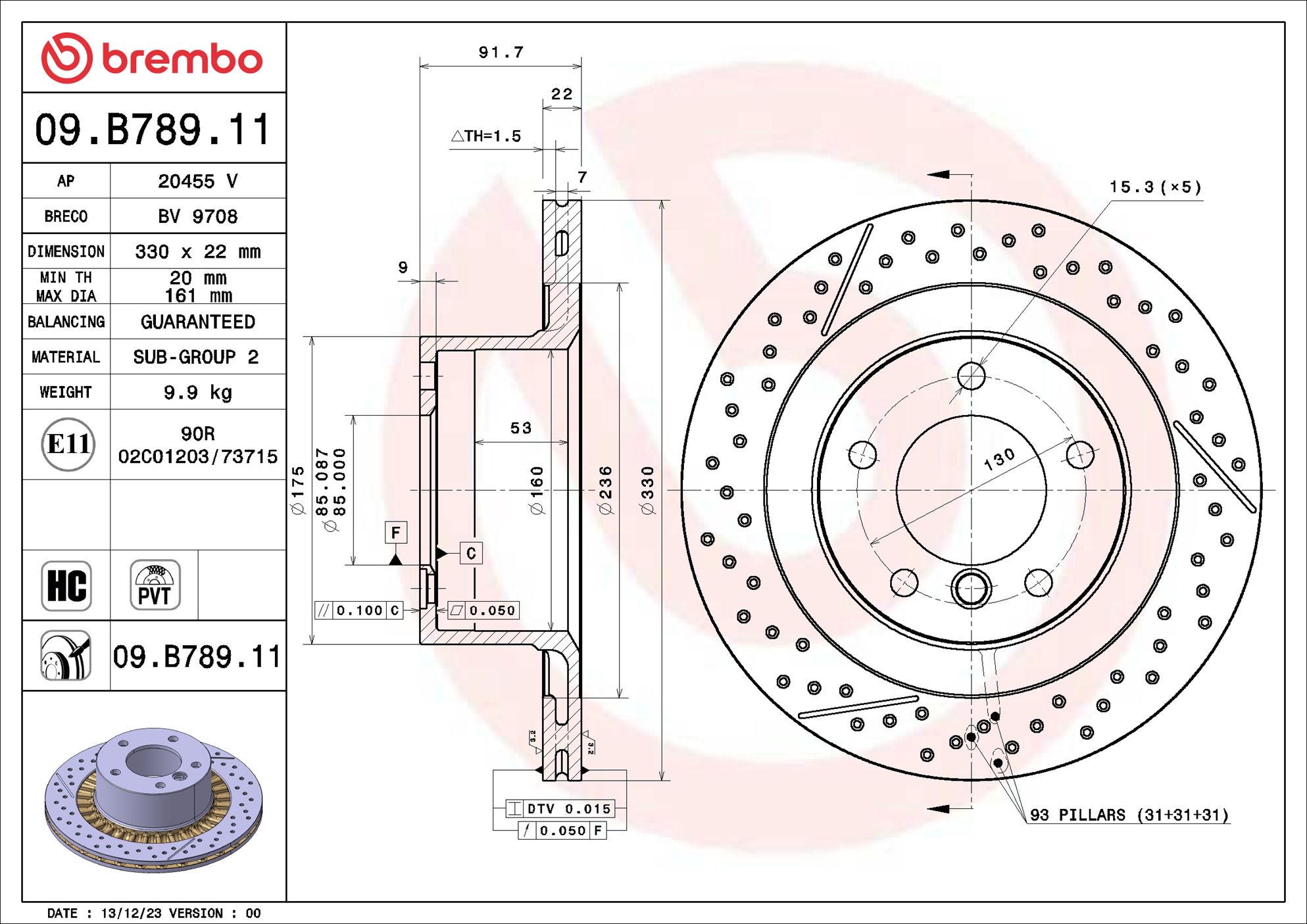 Brembo Remschijf 09.B789.11