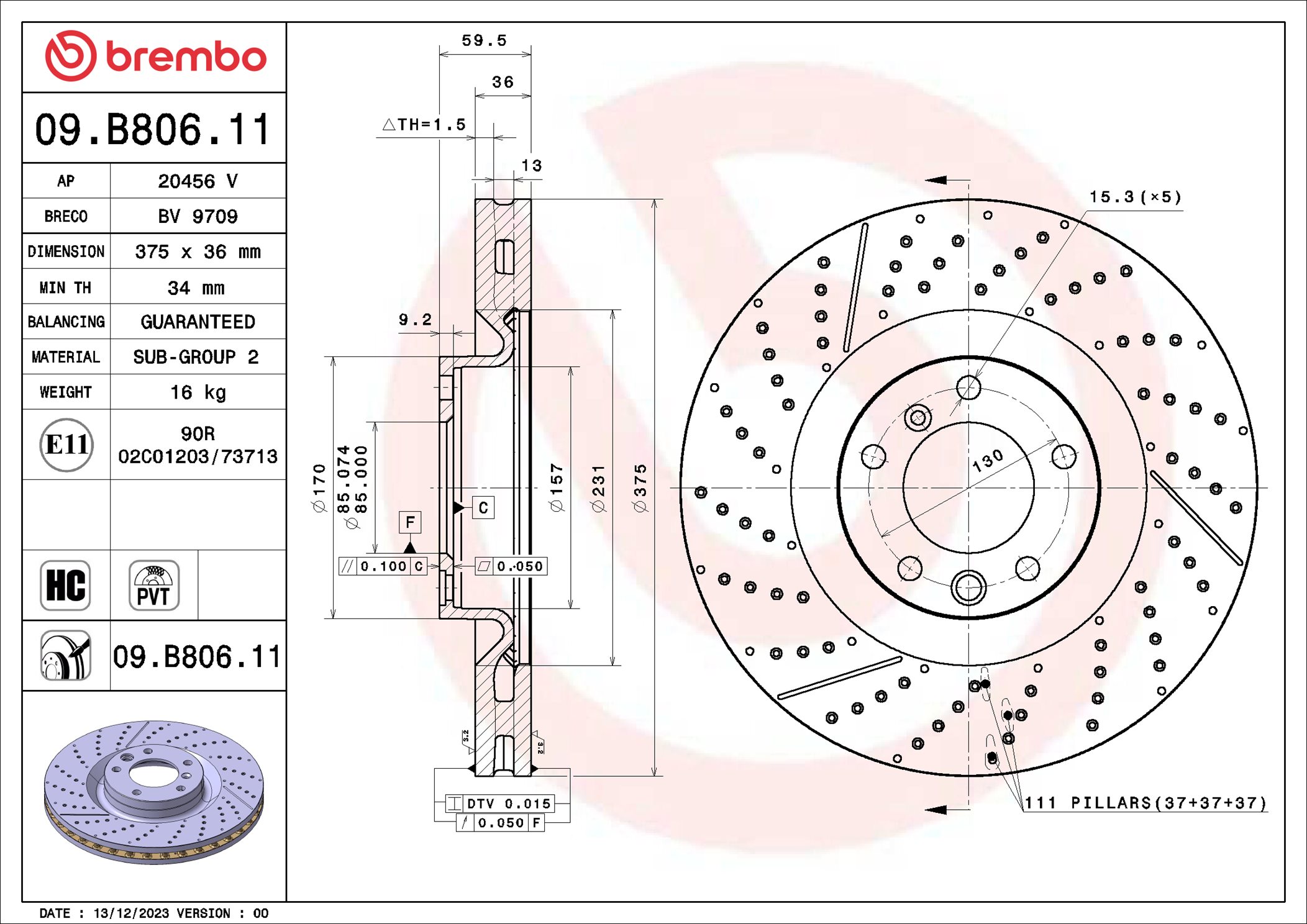Brembo Remschijf 09.B806.11