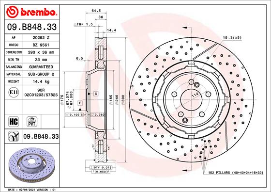 Remschijven Brembo 09.B848.33