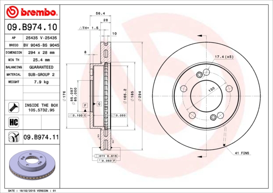 Brembo Remschijven 09.B974.11