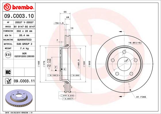 Brembo Remschijven 09.C003.11