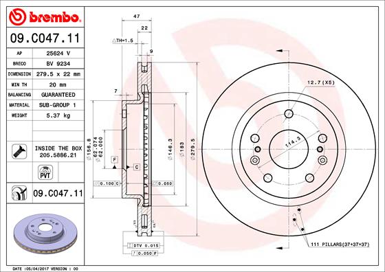 Brembo Remschijven 09.C047.11