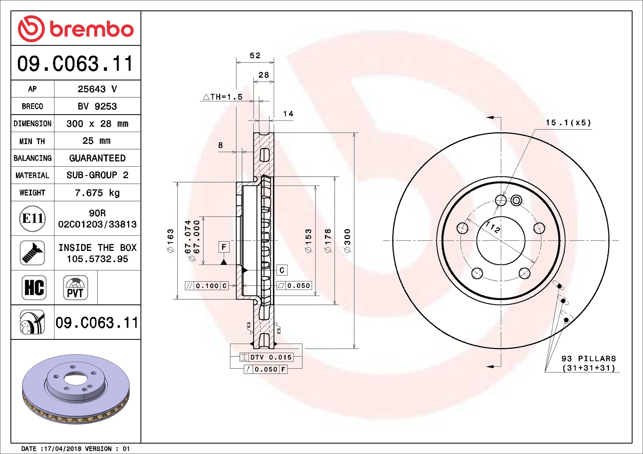 Brembo Remschijven 09.C063.11
