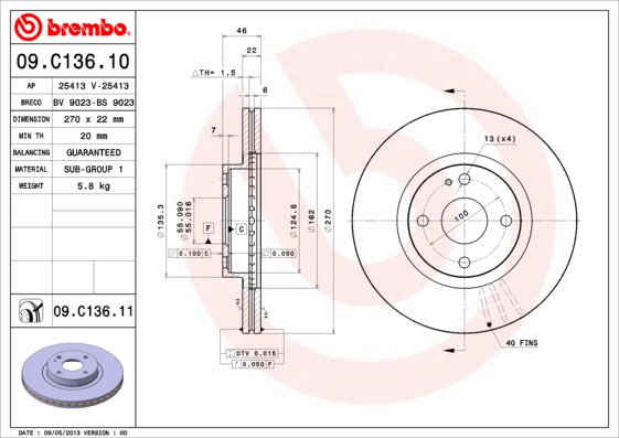 Brembo Remschijven 09.C136.11