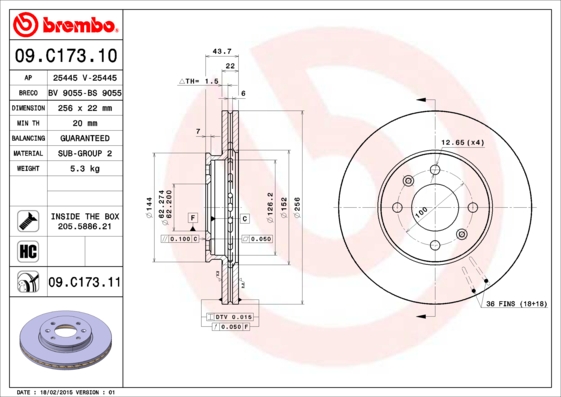 Brembo Remschijven 09.C173.11