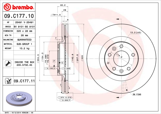 Remschijven Brembo 09.C177.11