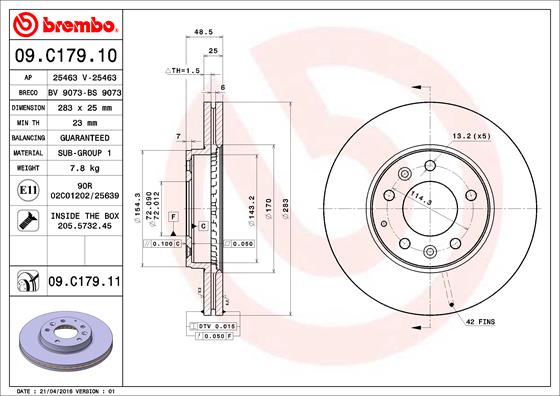 Brembo Remschijven 09.C179.11