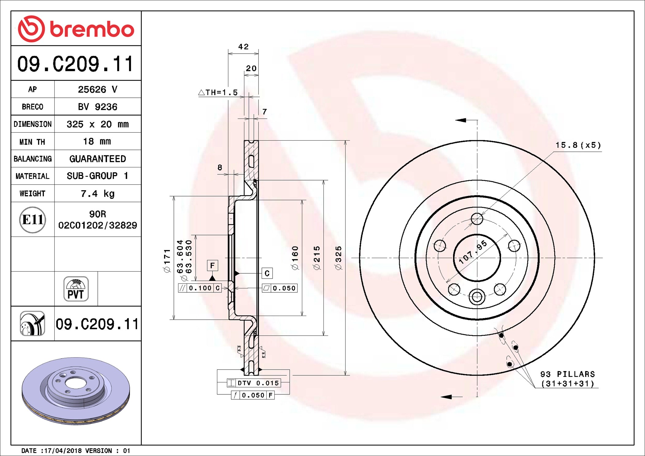 Brembo Remschijven 09.C209.11