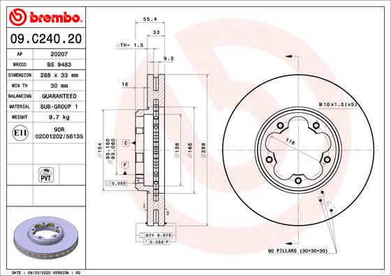 Brembo Remschijven 09.C240.20