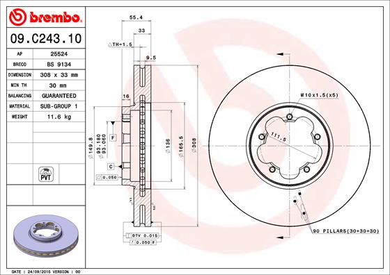 Brembo Remschijven 09.C243.10