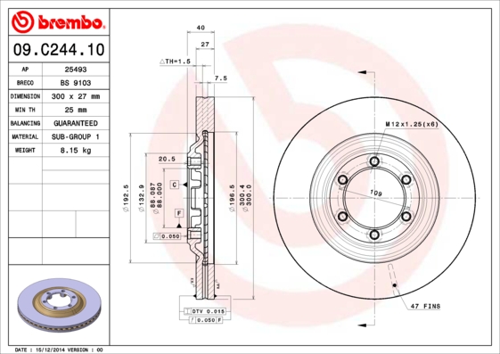 Brembo Remschijven 09.C244.10