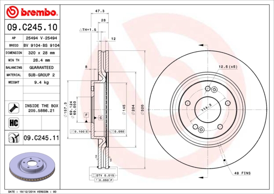 Brembo Remschijven 09.C245.11