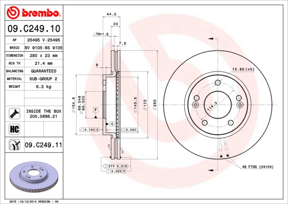 Brembo Remschijven 09.C249.11