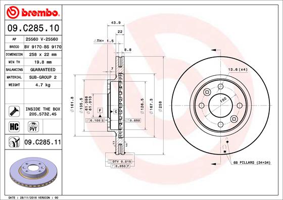 Brembo Remschijven 09.C285.11