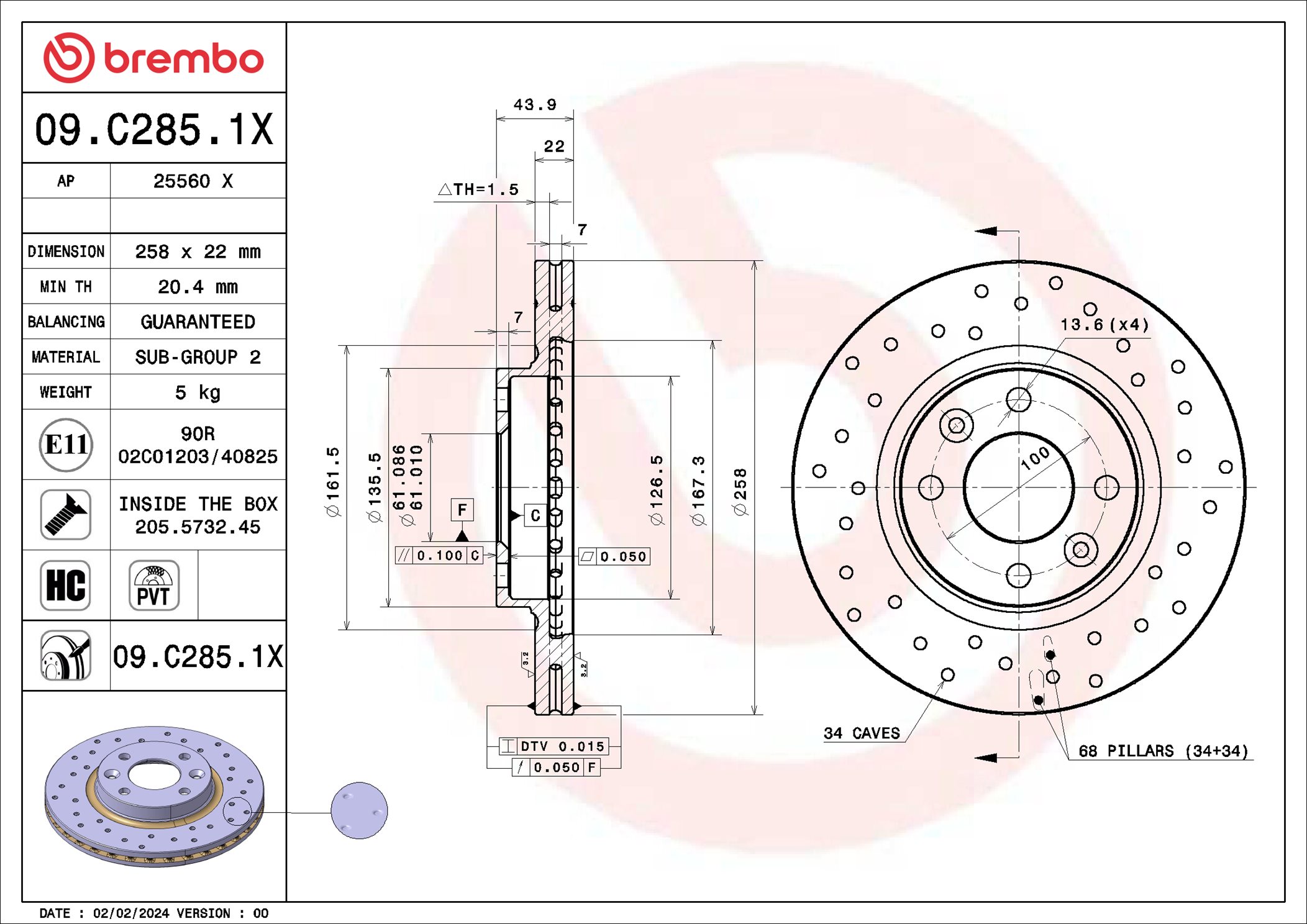 Brembo Remschijf 09.C285.1X
