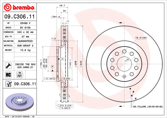 Brembo Remschijven 09.C306.11