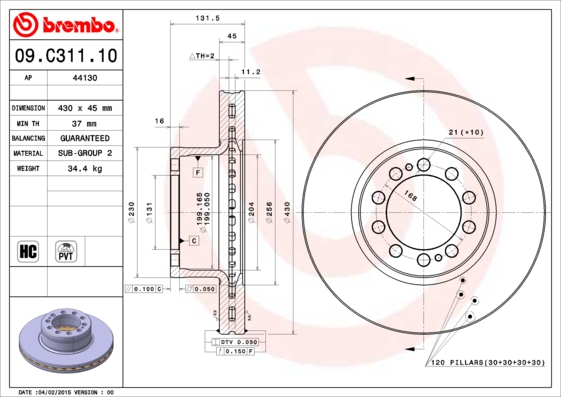 Remschijven Brembo 09.C311.10