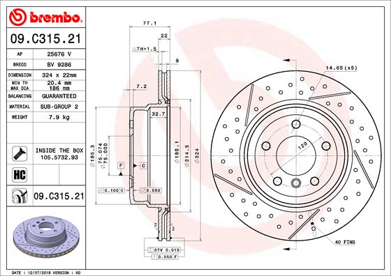 Remschijven Brembo 09.C315.21
