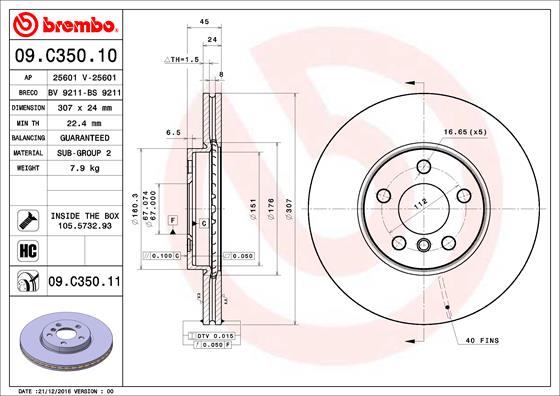 Brembo Remschijven 09.C350.11