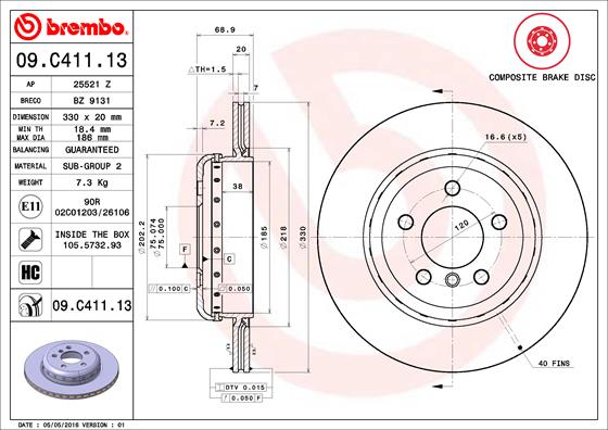 Brembo Remschijven 09.C411.13