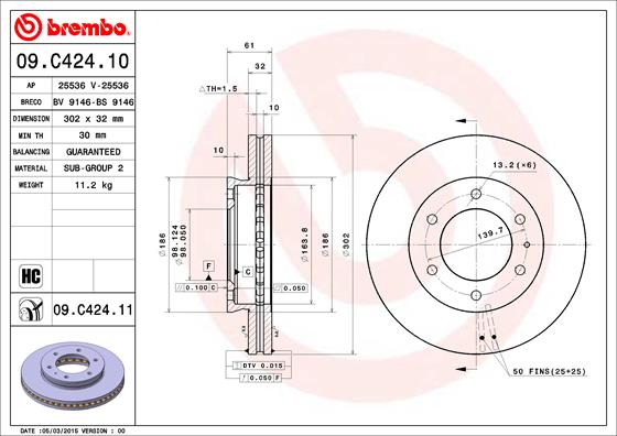 Brembo Remschijven 09.C424.11