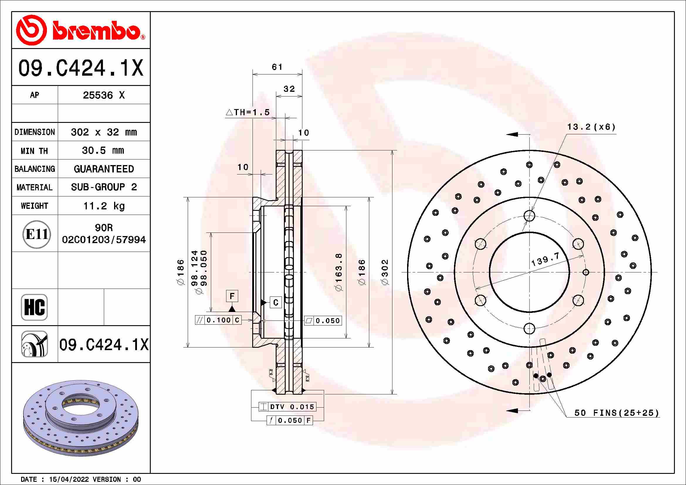 Remschijven Brembo 09.C424.1X