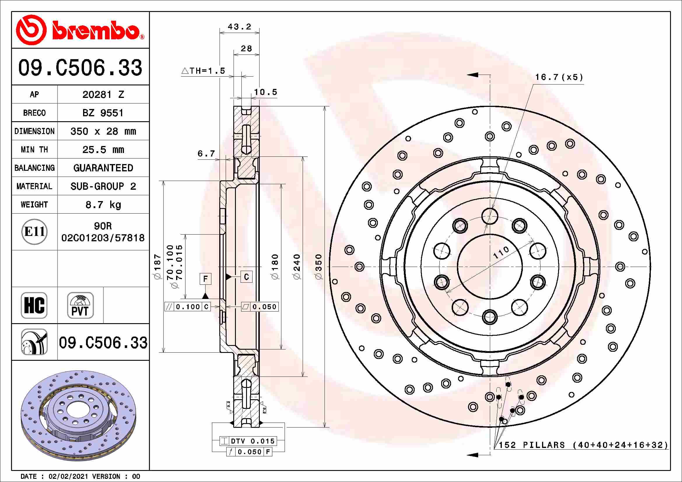 Brembo Remschijven 09.C506.33