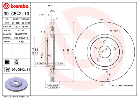 Brembo Remschijven 09.C542.11