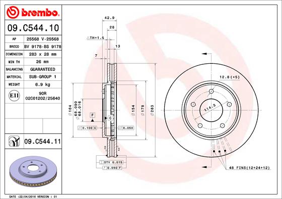 Brembo Remschijven 09.C544.11