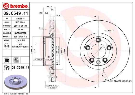 Brembo Remschijven 09.C549.11