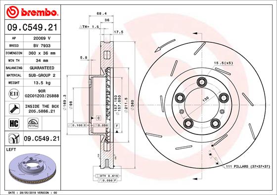 Brembo Remschijven 09.C549.21