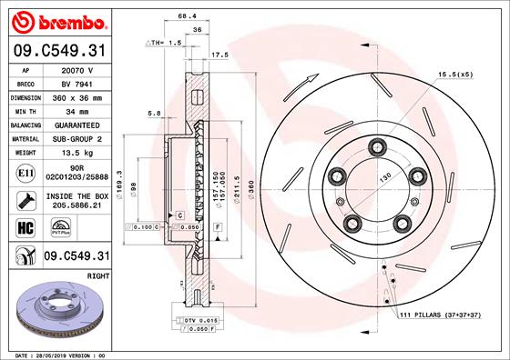 Brembo Remschijven 09.C549.31