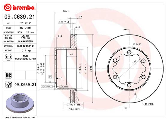 Remschijven Brembo 09.C639.21
