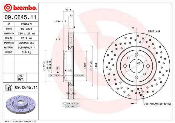 Brembo Remschijven 09.C645.11