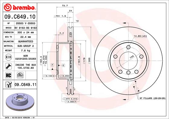 Brembo Remschijven 09.C649.11