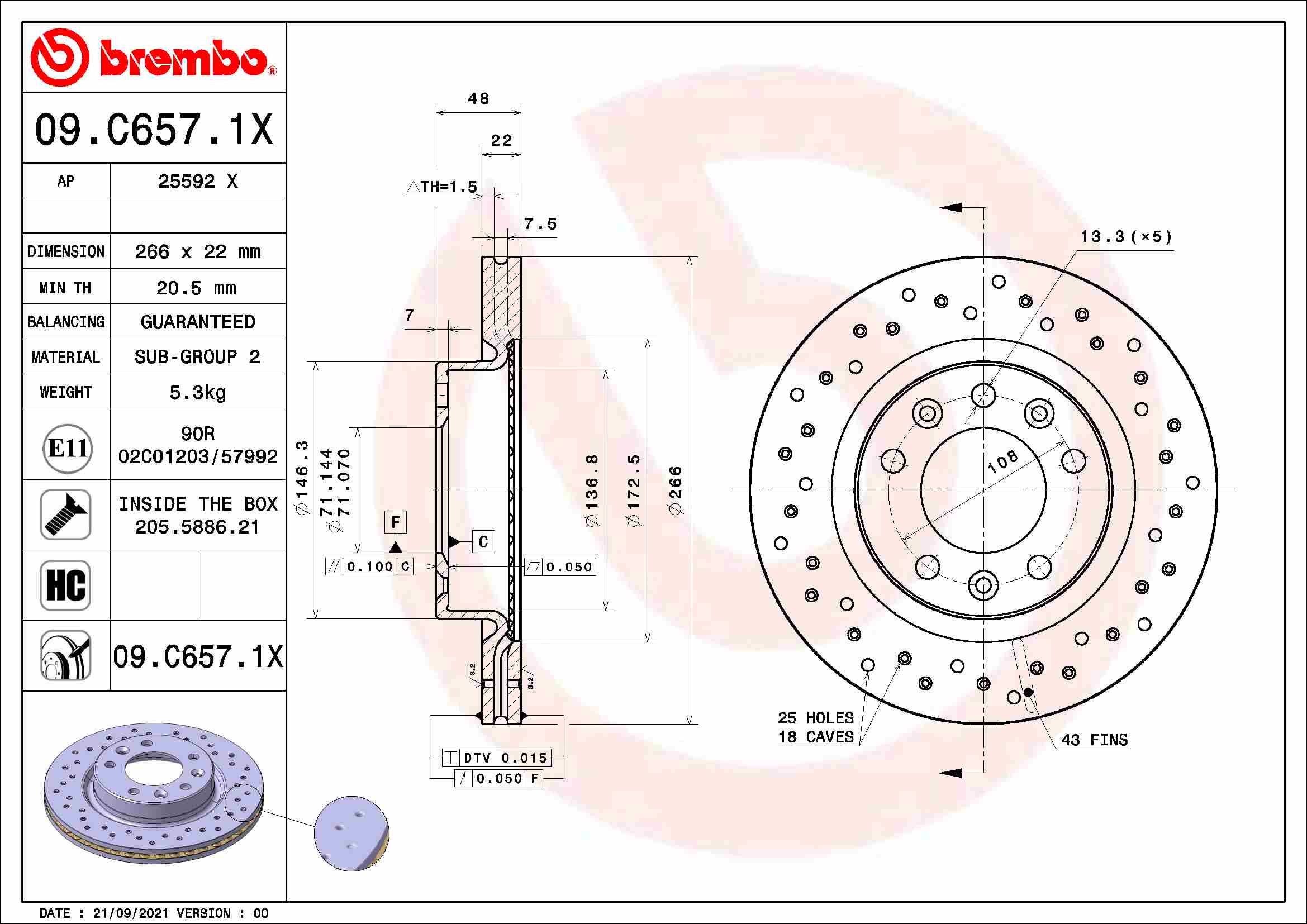 Remschijven Brembo 09.C657.1X