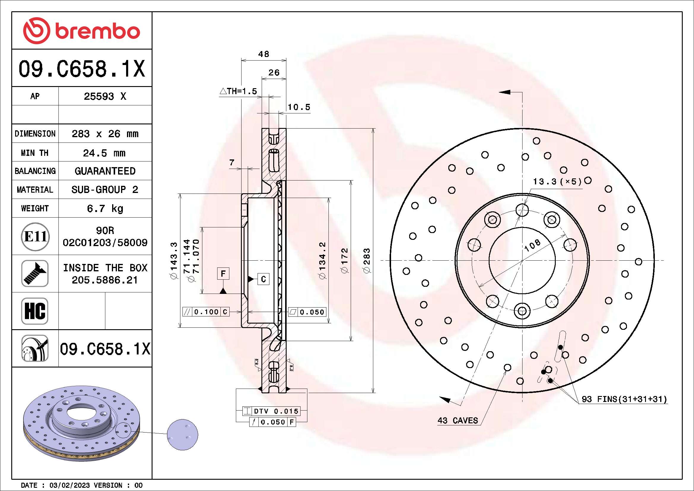 Remschijven Brembo 09.C658.1X