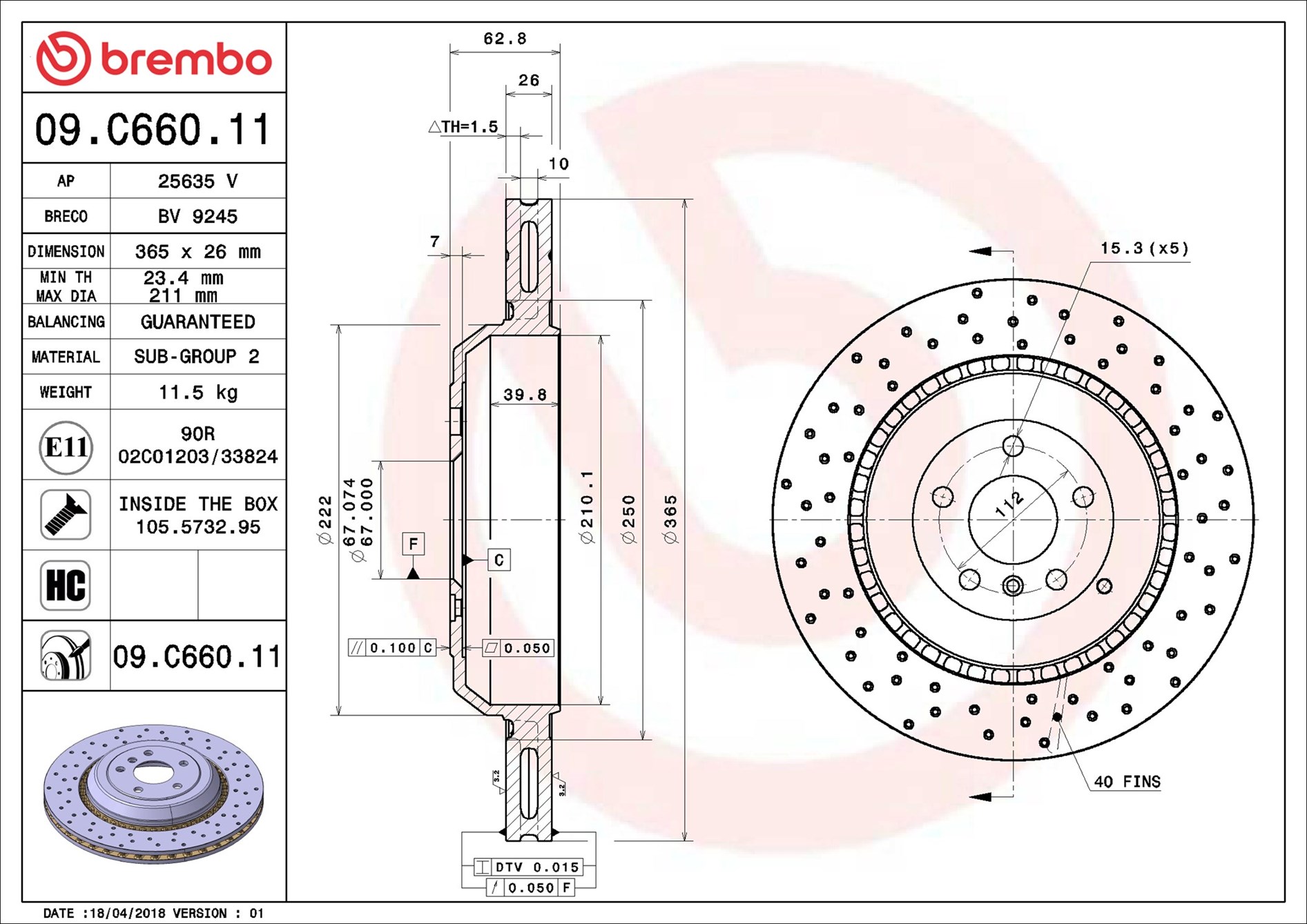 Brembo Remschijven 09.C660.11