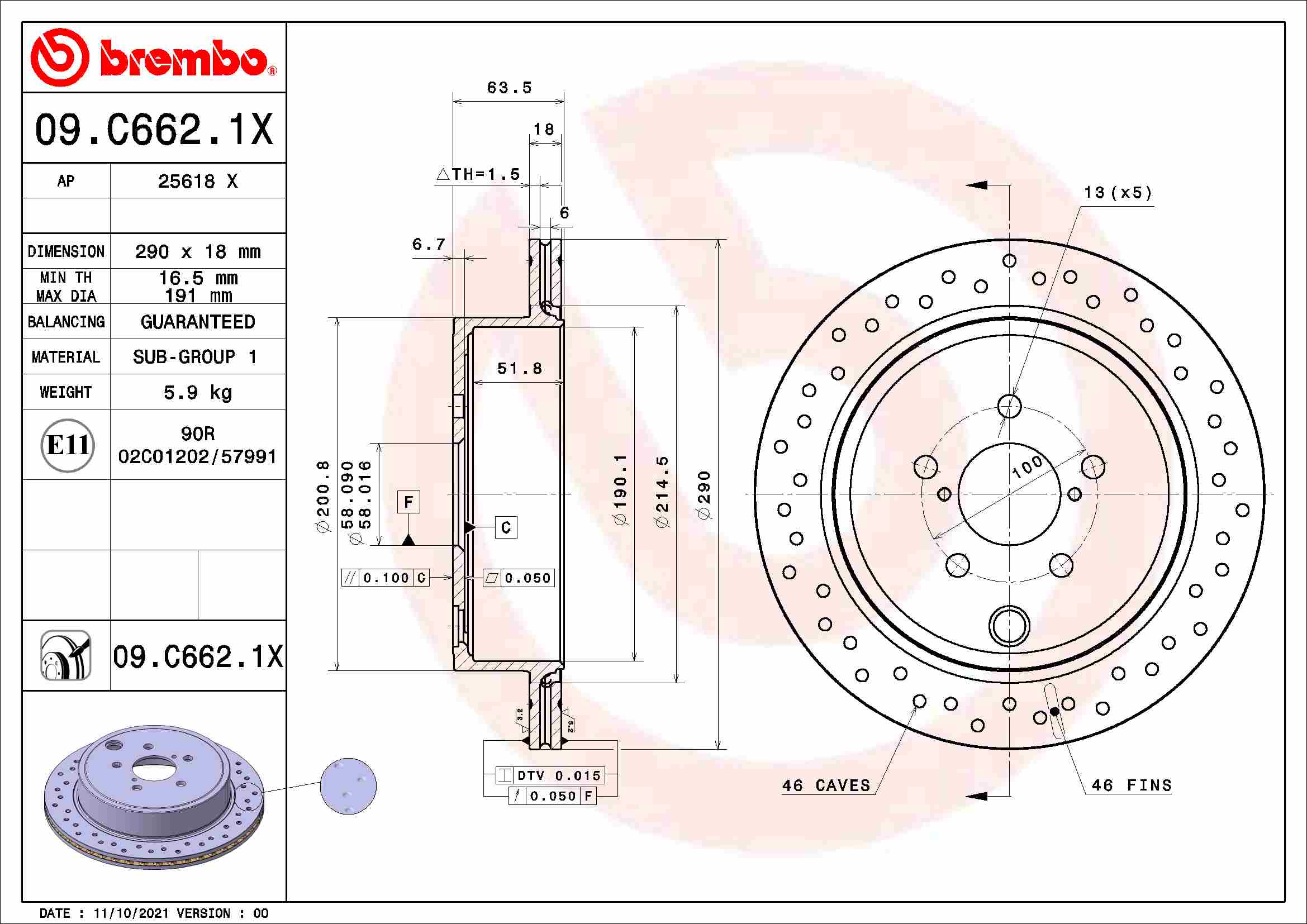 Remschijven Brembo 09.C662.1X