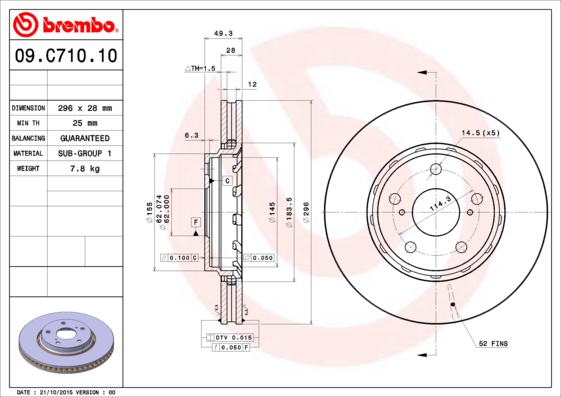 Brembo Remschijven 09.C710.11