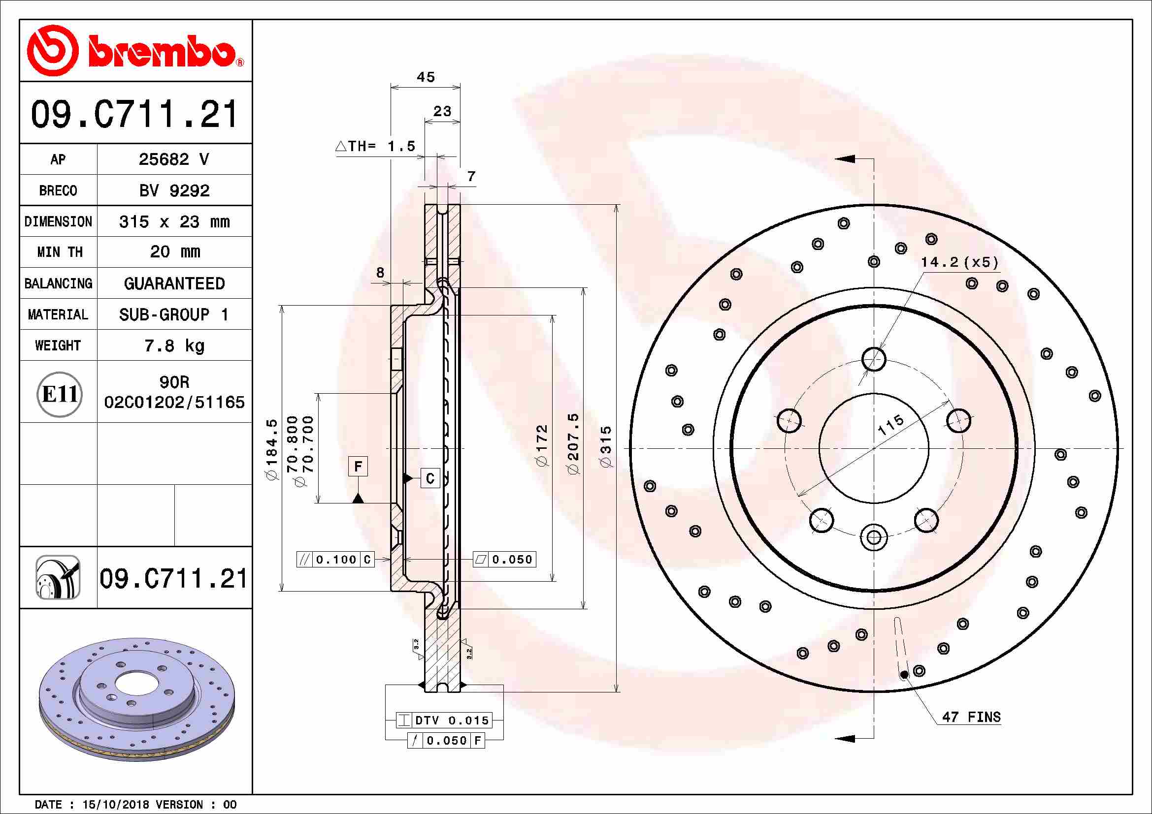 Remschijven Brembo 09.C711.21