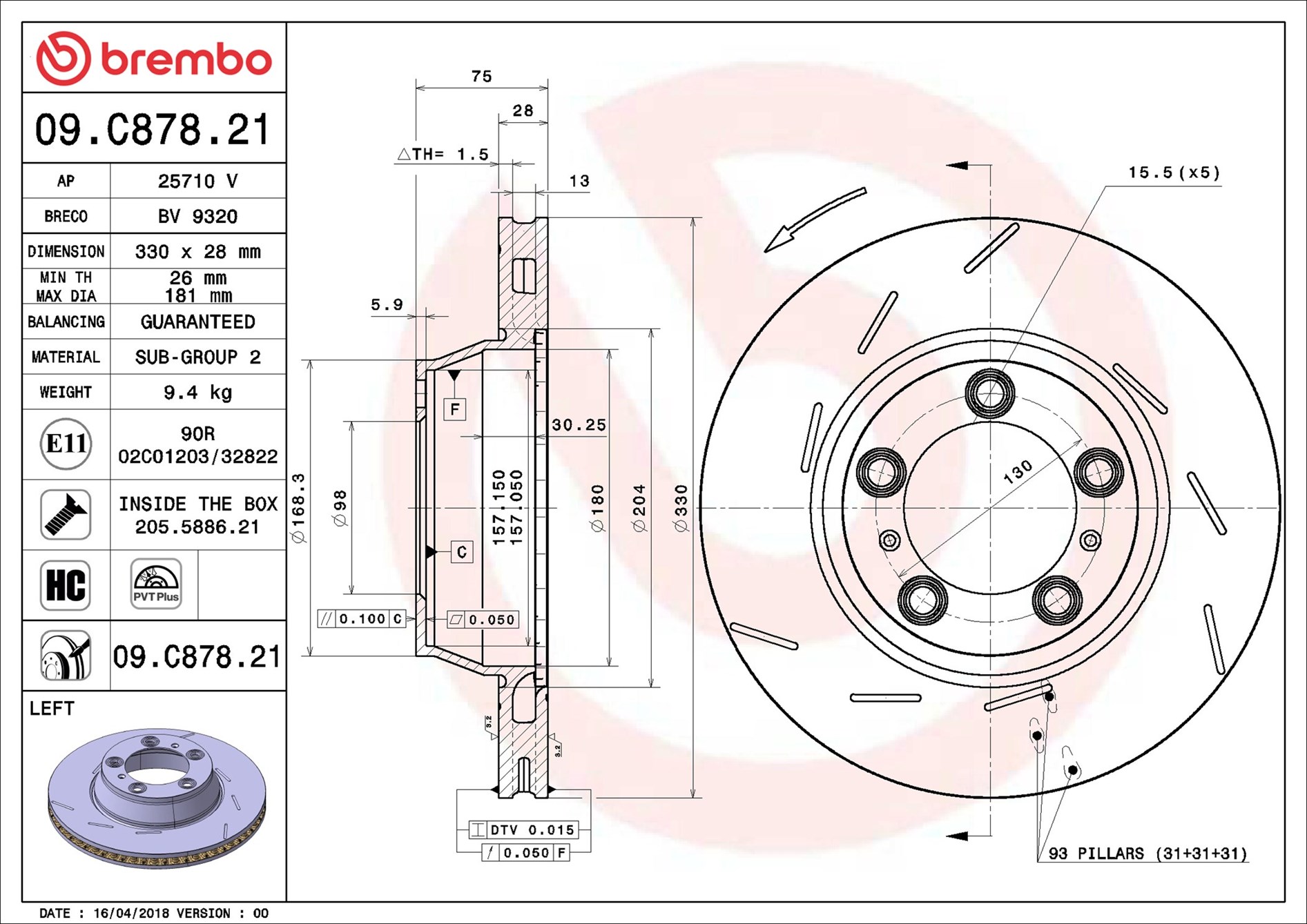 Brembo Remschijven 09.C878.21